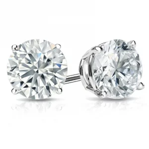White gold diamond studded earrings front view.